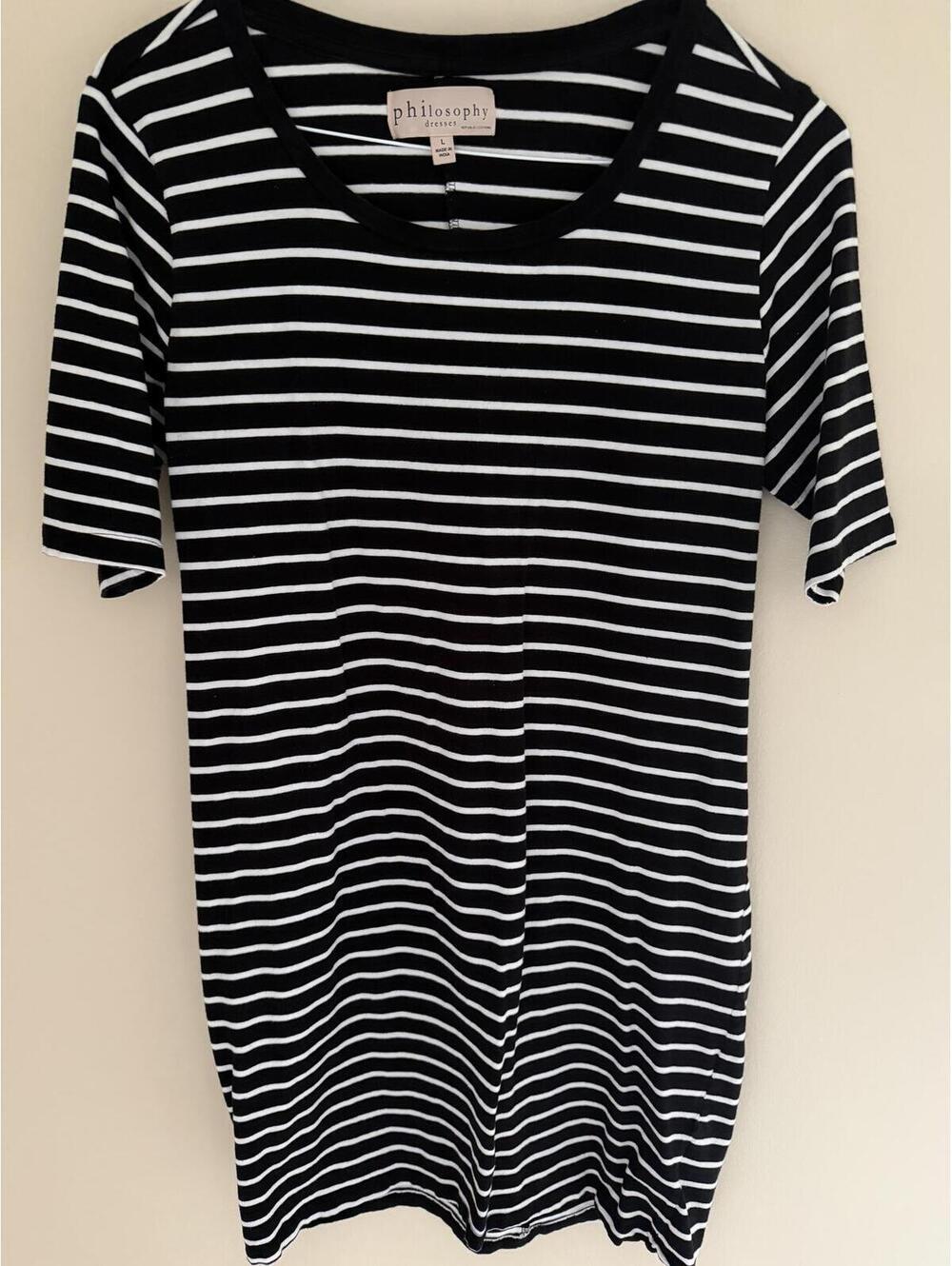 L Philosophy black/white striped, cotton/spandex